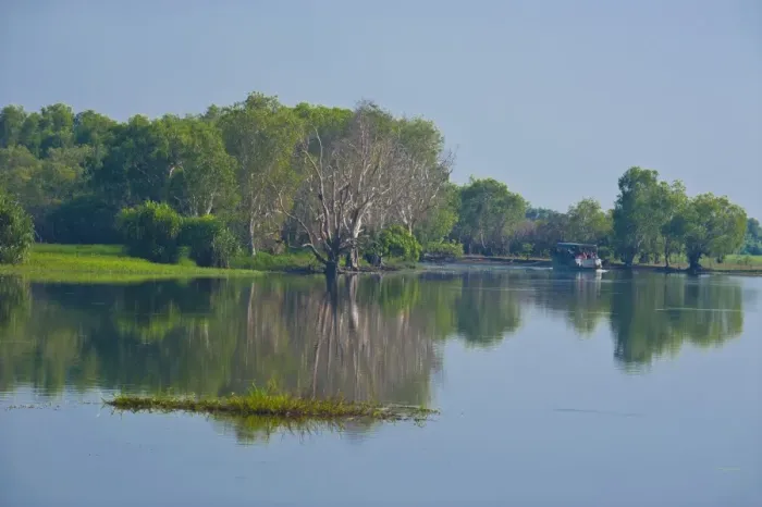 Framed Print : River cruise ship Kakadu National Park, UNESCO World Heritage Site, Northern Territory, Australia, Pacific