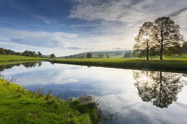 River Derwent in Chatsworth Park, Peak District National Park, Derbyshire, England