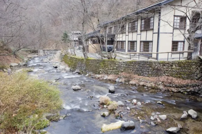 Framed Print : River flowing through Aoni Onsen hot spring resort, Aomori prefecture, Japan, Asia Framed Print : River flowing through Aoni Onsen hot spring resort, Aomori prefecture, Japan, Asia