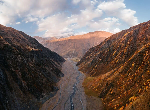 The river going through Artkhmo Valley, Kazbegi, Georgia (Sakartvelo), Central Asia, Asia