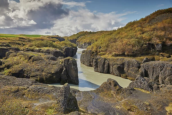 The River Hvita runs through a gorge near Geysir, in the Golden Circle, southwest Iceland, Polar Regions