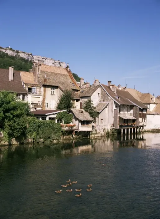 Framed Print : River Loue, Ornans, Franche-Comte, France, Europe Framed Print : River Loue, Ornans, Franche-Comte, France, Europe