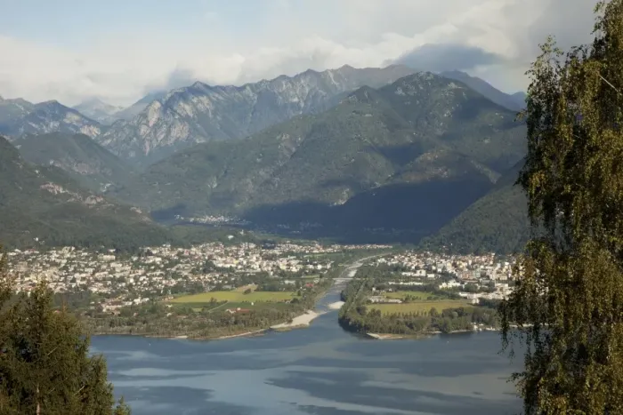 Framed Print : River Maggia and the towns of Ascona and Locarno, Lake Maggiore, Canton Tessin Framed Print : River Maggia and the towns of Ascona and Locarno, Lake Maggiore, Canton Tessin