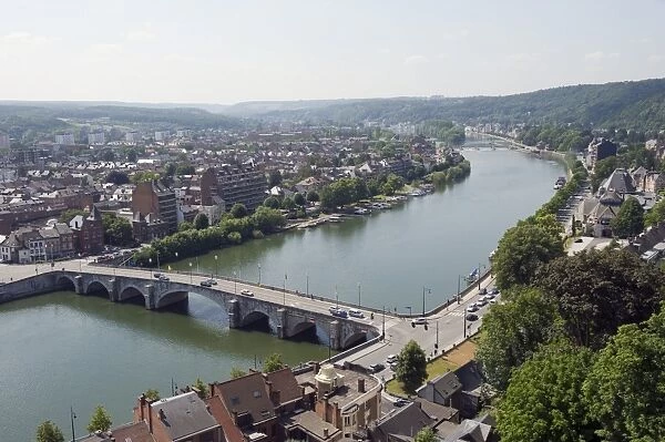 River Meuse, panoramic city view, Namur, Wallonia, Belgium, Europe