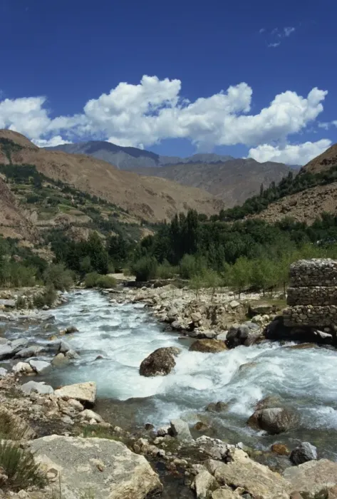 Framed Print : River and mountains in the Kalash region near Bumburet Framed Print : River and mountains in the Kalash region near Bumburet