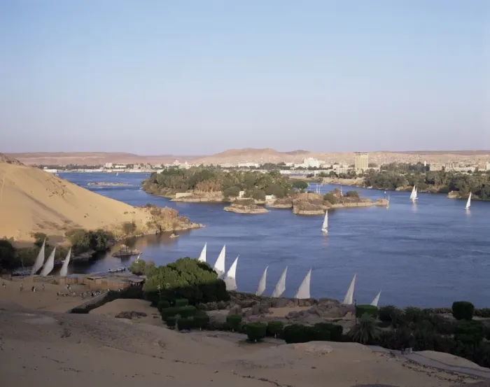 Framed Print : The River Nile, including Kitcheners and Elephantine island, Aswan, Egypt Framed Print : The River Nile, including Kitcheners and Elephantine island, Aswan, Egypt