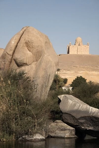 The River Nile and the Mausoleum of Aga Khan, Aswan, Egypt, North Africa, Africa