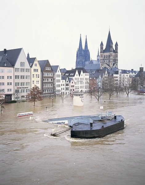 River Rhine flooding Cologne (Koln) in 1995