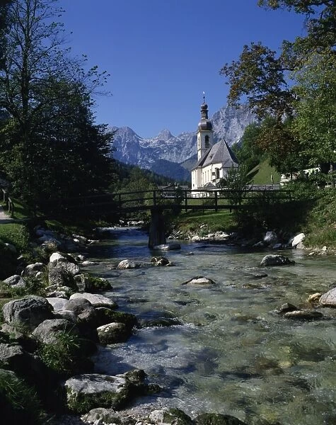 River running past the church in Ramsau