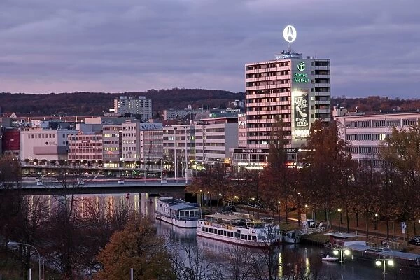 River Saar and city, Saarbrucken, Saarland, Germany, Europe