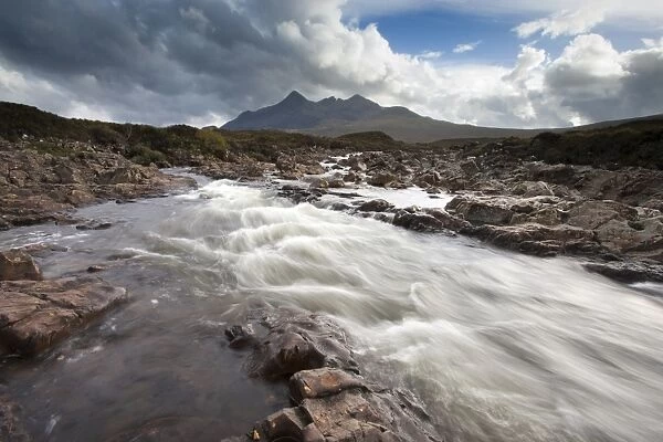 River Sligachan tumbling over rocks with Sgurr nan Gillean in distance