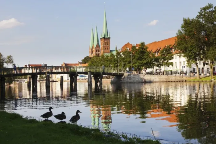 Framed Print : River Stadttrave with Petri church and Marien church, Lubeck, Schleswig Holstein, Germany, Europe Framed Print : River Stadttrave with Petri church and Marien church, Lubeck, Schleswig Holstein, Germany, Europe