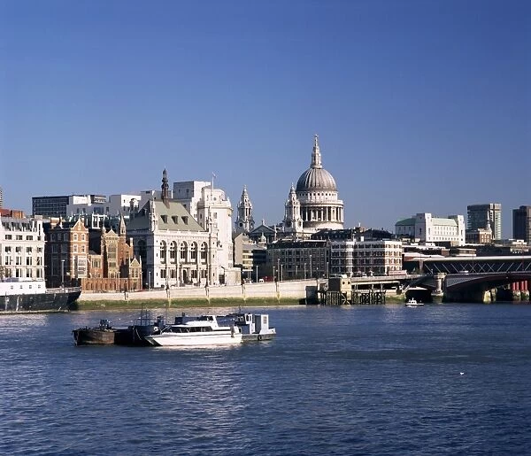River Thames and City skyline including the dome of St. Pauls Cathedral
