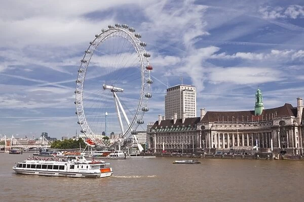 The River Thames with the London Eye, London, England, United Kingdom, Europe