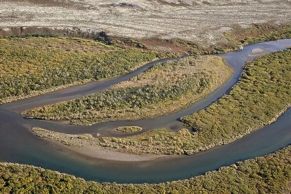 River through tundra in the fall, Katmai Peninsula, Alaska, United States of America