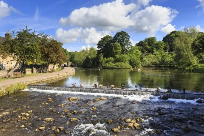 Framed Print : River Wye in spring, Bakewell, Historic Market Town, home of Bakewell Pudding, Peak Framed Print : River Wye in spring, Bakewell, Historic Market Town, home of Bakewell Pudding, Peak