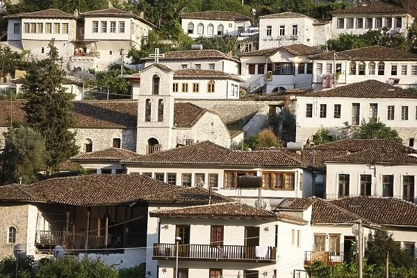 Riverfront buildings, Berat, Albania, Europe