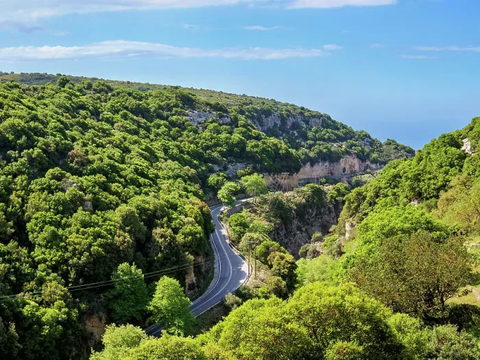 Framed Print : Road to Arkadi Monastery, elevated view, Rethymno Region, Crete, Greek Islands, Greece, Europe