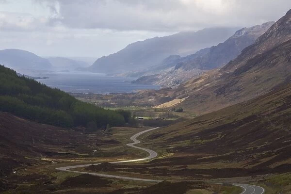 Road through Glen Docherty, Wester Ross, Highlands, Scotland, United Kingdom, Europe