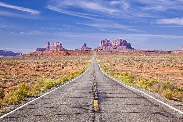 Empty Road, Highway 163, Monument Valley, Utah, United States of America, North America