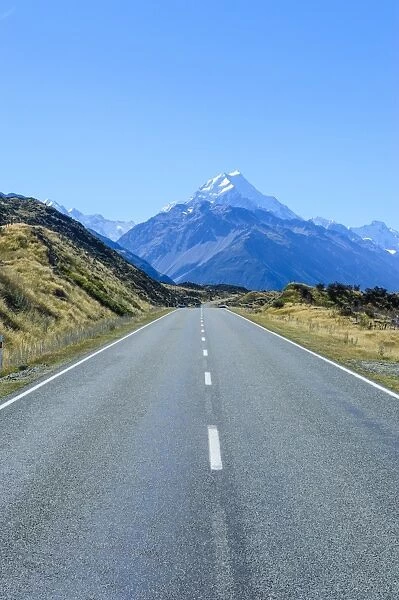 Road leading to Mount Cook National Park, South Island, New Zealand, Pacific