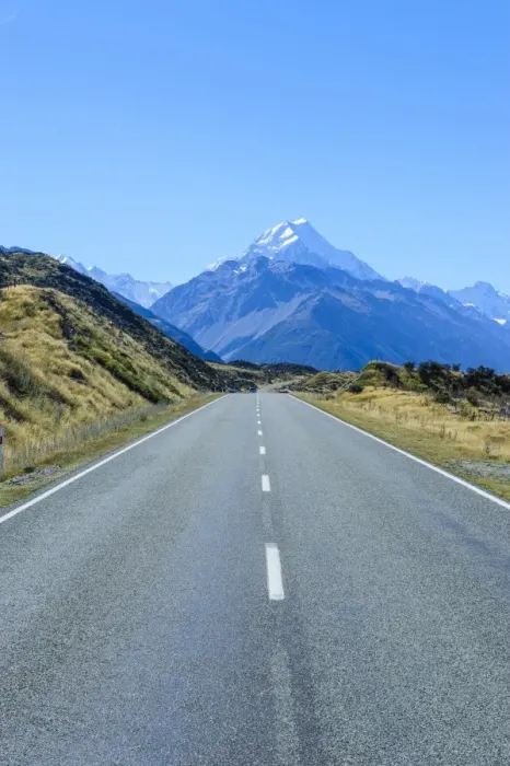 Framed Print : Road leading to Mount Cook National Park, South Island, New Zealand, Pacific