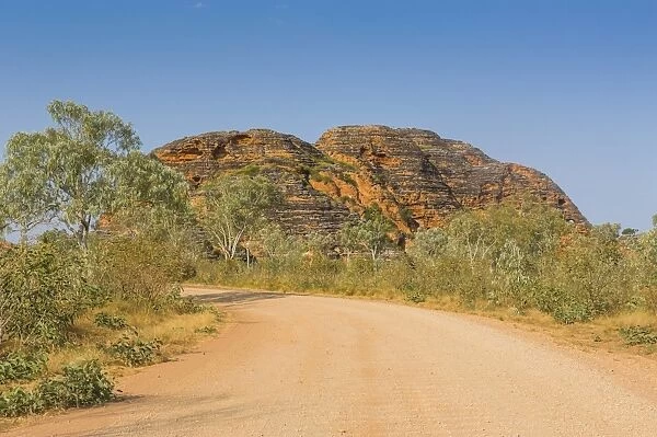 Road leading to the Purnululu National Park, UNESCO World Heritage Site, Bungle Bungle mountain range, Western Australia, Australia, Pacific