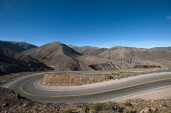 Road leading towards the Salinas Grandes (salt flats) near Purmamarca, Argentina