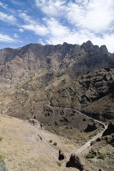 Road through rocky landscape, San Antao, Cape Verde Islands, Africa