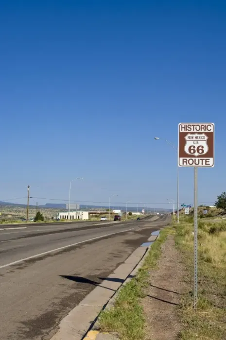 Framed Print : Road sign along historic Route 66, New Mexico, United States of America, North America Framed Print : Road sign along historic Route 66, New Mexico, United States of America, North America
