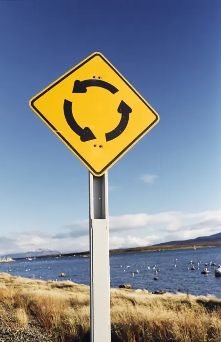 Framed Print : Road sign, Puerto Natales, Chile, South America Framed Print : Road sign, Puerto Natales, Chile, South America