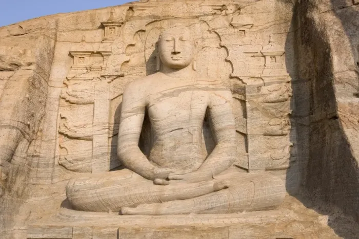 Framed Print : Rock carved granite image of the seated Buddha Framed Print : Rock carved granite image of the seated Buddha