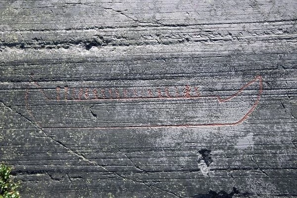 Rock carvings between 2000 and 6000 years old on ice striations