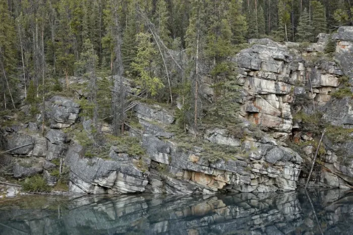 Framed Print : Rock-clif shore of Horseshoe Lake, Jasper National Park, UNESCO World Heritage Site, Alberta, Canada, North America Framed Print : Rock-clif shore of Horseshoe Lake, Jasper National Park, UNESCO World Heritage Site, Alberta, Canada, North America