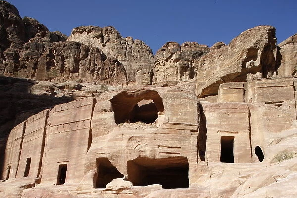 Rock-cut Nabatean tombs, Petra, UNESCO World Heritage Site, Jordan, Middle East
