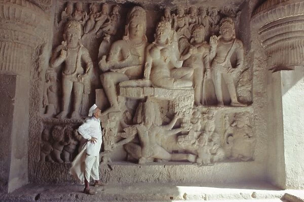 Rock cut panel depicting the Hindu God Lord Shiva and