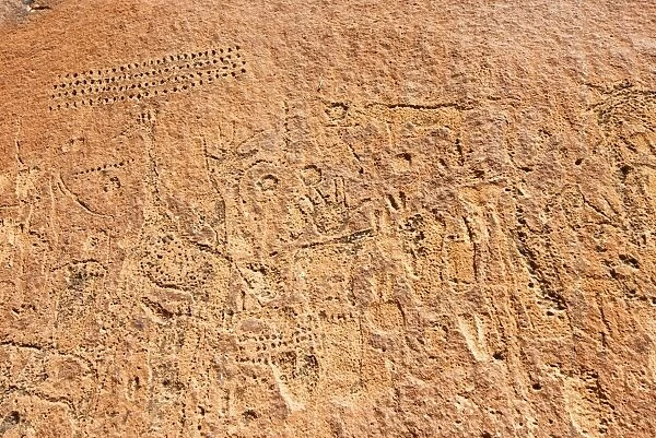 Rock engravings close to Twyfelfontein Lodge, Twyfelfontein, Damaraland, Kunene Region, Namibia, Africa