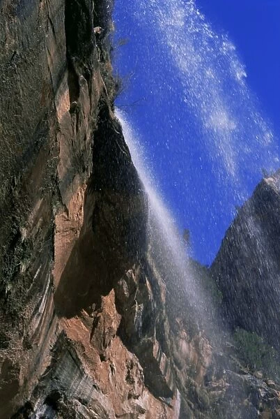 Rock face and waterfalls