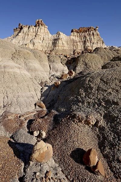 Rock formation in the badlands that looks like a castle, Bisti Wilderness