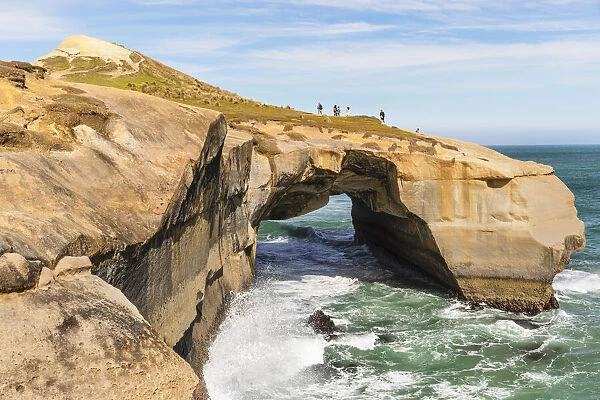 Rock formation at Tunnel Beach, Dunedin, Otago, South Island, New Zealand, Pacific