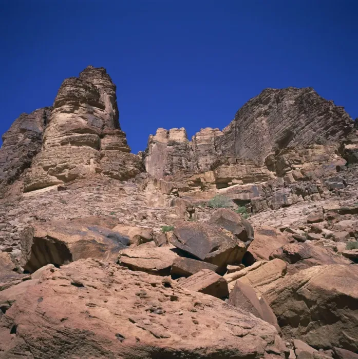 Framed Print : Rock formations near the path up Jabal Rum to the Lawrence Framed Print : Rock formations near the path up Jabal Rum to the Lawrence