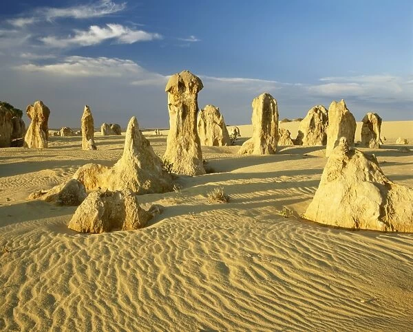 Rock formations in the Pinnacle Desert in Nambung National Park near Perth