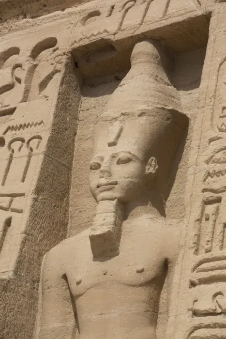Framed Print : Rock-hewn statue of Ramses II, Hathor Temple of Queen Nefertari, Abu Simbel, UNESCO