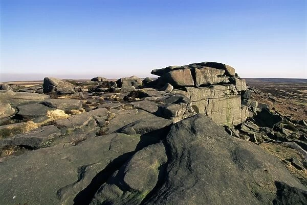 Rock patterns, Stanage Edge, Peak District National Park, Derbyshire, England