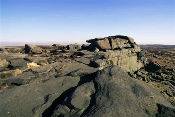 Framed Print : Rock patterns, Stanage Edge, Peak District National Park, Derbyshire, England