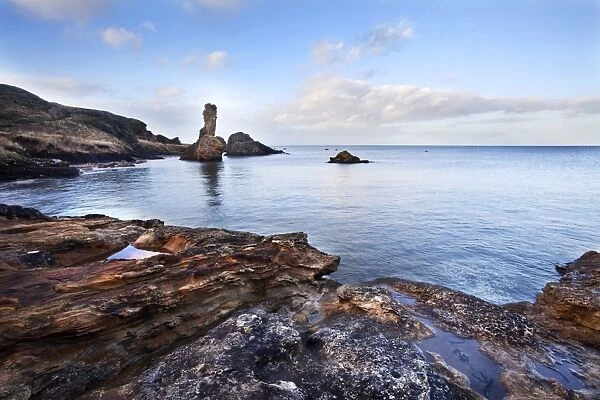 Rock and Spindle on the Fife Coast near St, Andrews, Fife, Scotland, United Kingdom, Europe