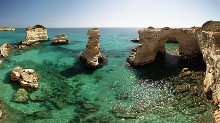 Framed Print : Rock stacks and crystal clear sea of the Faraglioni di Sant Andrea, Torre di Sant Andrea, Melendugno, Lecce Province, Puglia, Italy, Europe Framed Print : Rock stacks and crystal clear sea of the Faraglioni di Sant Andrea, Torre di Sant Andrea, Melendugno, Lecce Province, Puglia, Italy, Europe