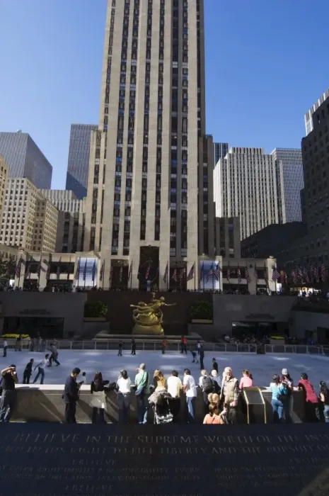 Framed Print : The Rockefeller Center with ice rink in the Plaza Framed Print : The Rockefeller Center with ice rink in the Plaza