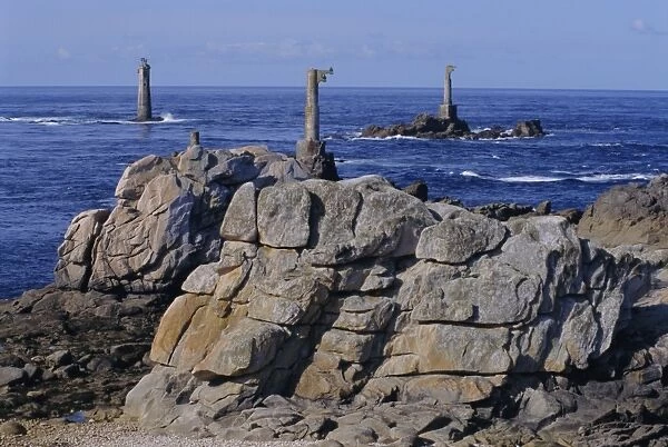 Rocks on the coast of the Cote Sauvage on Ouessant island, Brittany, France, Europe