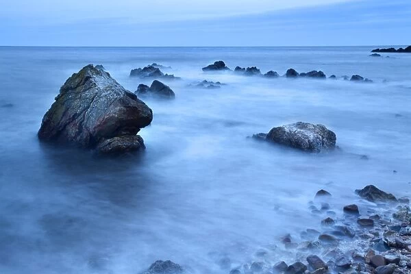 Rocks and sea on the Fife Coast near St. Andrews, Fife, Scotland, United Kingdom, Europe